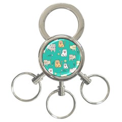 Seamless-pattern-cute-cat-cartoon-with-hand-drawn-style 3-ring Key Chain by Salman4z