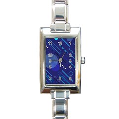 Classic-blue-background-abstract-style Rectangle Italian Charm Watch by Salman4z