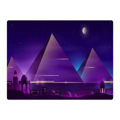 Egyptian-pyramids-night-landscape-cartoon Two Sides Premium Plush Fleece Blanket (mini) by Salman4z