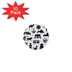 Dark-seamless-pattern-symbols-landmarks-signs-egypt --- 1  Mini Buttons (10 Pack)  by Salman4z