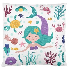 Set-cute-mermaid-seaweeds-marine-inhabitants Standard Premium Plush Fleece Cushion Case (two Sides) by Salman4z