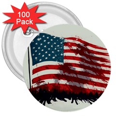 Patriotic Usa United States Flag Old Glory 3  Buttons (100 Pack)  by Ravend