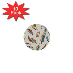 Vector-boho-doodle-feathers-seamless-pattern-illustration 1  Mini Buttons (10 Pack)  by Salman4z
