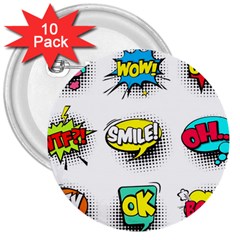 Set-colorful-comic-speech-bubbles 3  Buttons (10 Pack)  by Salman4z