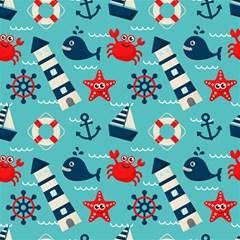 Seamless-pattern-nautical-icons-cartoon-style Play Mat (rectangle) by Salman4z