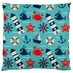 Seamless-pattern-nautical-icons-cartoon-style Standard Premium Plush Fleece Cushion Case (Two Sides) Front