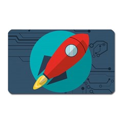 Rocket-with-science-related-icons-image Magnet (rectangular) by Salman4z