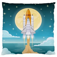 Space-exploration-illustration Large Premium Plush Fleece Cushion Case (one Side) by Salman4z