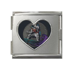 Illustration-astronaut-cosmonaut-paying-skateboard-sport-space-with-astronaut-suit Mega Link Heart Italian Charm (18mm) by Salman4z