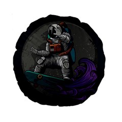 Illustration-astronaut-cosmonaut-paying-skateboard-sport-space-with-astronaut-suit Standard 15  Premium Round Cushions by Salman4z