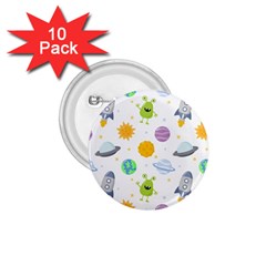 Seamless-pattern-cartoon-space-planets-isolated-white-background 1 75  Buttons (10 Pack) by Salman4z
