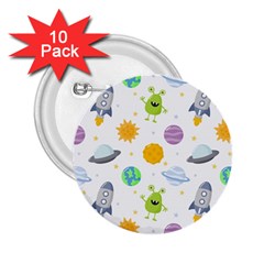 Seamless-pattern-cartoon-space-planets-isolated-white-background 2 25  Buttons (10 Pack)  by Salman4z