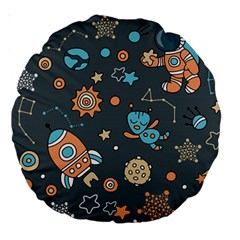 Space-seamless-pattern Large 18  Premium Round Cushions by Salman4z