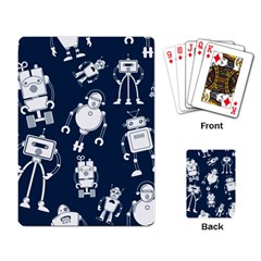 White-robot-blue-seamless-pattern Playing Cards Single Design (rectangle) by Salman4z