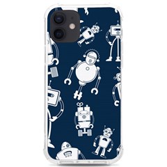 White-robot-blue-seamless-pattern Iphone 12/12 Pro Tpu Uv Print Case by Salman4z