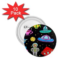 Seamless-pattern-with-space-objects-ufo-rockets-aliens-hand-drawn-elements-space 1 75  Buttons (10 Pack) by Salman4z