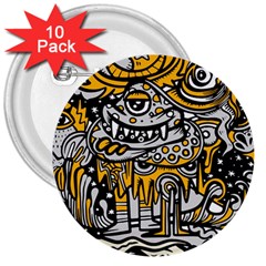 Crazy-abstract-doodle-social-doodle-drawing-style 3  Buttons (10 Pack)  by Salman4z