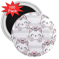 Cat-with-bow-pattern 3  Magnets (100 Pack) by Salman4z