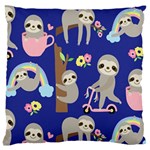 Hand-drawn-cute-sloth-pattern-background Large Premium Plush Fleece Cushion Case (One Side) Front