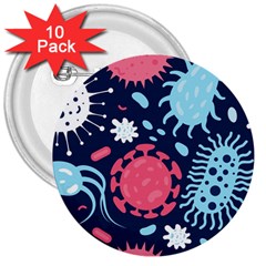 Seamless-pattern-microbes-virus-vector-illustration 3  Buttons (10 Pack)  by Salman4z