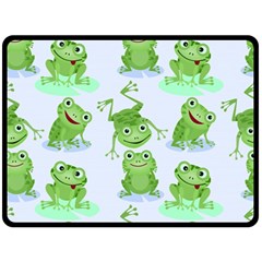 Cute-green-frogs-seamless-pattern Fleece Blanket (large) by Salman4z