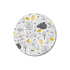Doodle-seamless-pattern-with-autumn-elements Magnet 3  (round) by Salman4z