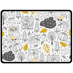 Doodle-seamless-pattern-with-autumn-elements Fleece Blanket (large) by Salman4z