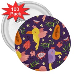 Exotic-seamless-pattern-with-parrots-fruits 3  Buttons (100 Pack)  by Salman4z