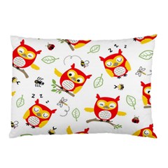 Seamless-pattern-vector-owl-cartoon-with-bugs Pillow Case by Salman4z
