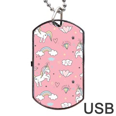 Cute-unicorn-seamless-pattern Dog Tag Usb Flash (one Side) by Salman4z