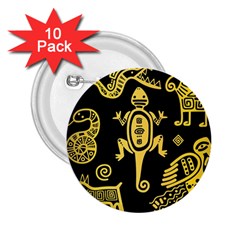 Mexican-culture-golden-tribal-icons 2 25  Buttons (10 Pack)  by Salman4z