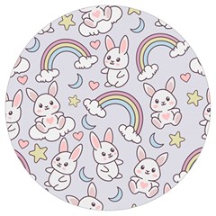 Seamless-pattern-with-cute-rabbit-character Round Trivet by Salman4z