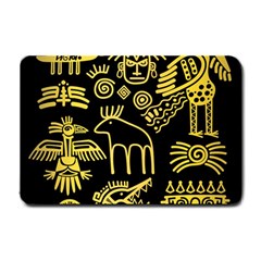 Golden-indian-traditional-signs-symbols Small Doormat by Salman4z