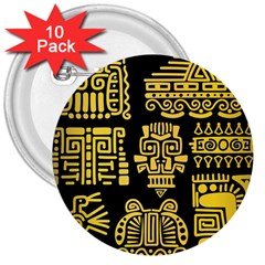 American-golden-ancient-totems 3  Buttons (10 Pack)  by Salman4z