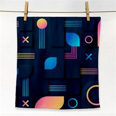 Gradient Geometric Shapes Dark Background Face Towel by Salman4z