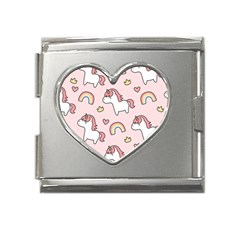 Cute-unicorn-rainbow-seamless-pattern-background Mega Link Heart Italian Charm (18mm) by Salman4z