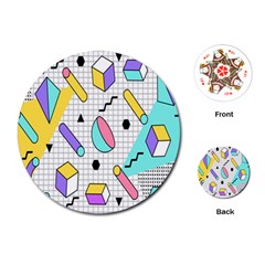 Tridimensional-pastel-shapes-background-memphis-style Playing Cards Single Design (round) by Salman4z