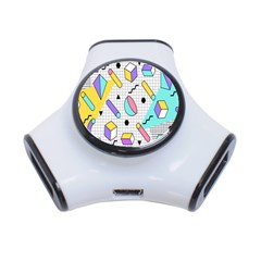 Tridimensional-pastel-shapes-background-memphis-style 3-port Usb Hub by Salman4z