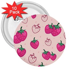 Seamless-strawberry-fruit-pattern-background 3  Buttons (10 Pack)  by Salman4z