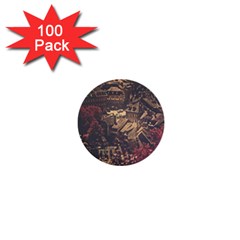 Vintage Cityscape City Retro Old 1  Mini Buttons (100 Pack)  by Salman4z