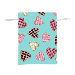 Seamless Pattern With Heart Shaped Cookies With Sugar Icing Lightweight Drawstring Pouch (s) by pakminggu