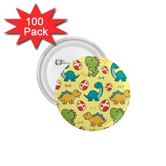 Seamless Pattern With Cute Dinosaurs Character 1 75  Buttons (100 Pack)  by pakminggu