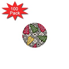 Leaves Foliage Batik Seamless 1  Mini Buttons (100 Pack)  by pakminggu