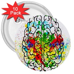 Brain Mind Psychology Idea Hearts 3  Buttons (10 Pack)  by pakminggu