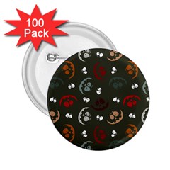 Art Halloween Pattern Creepy Design Digital Papers 2 25  Buttons (100 Pack)  by pakminggu