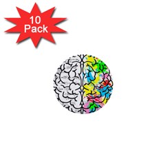 Brain Left Logic Language Science 1  Mini Buttons (10 Pack)  by pakminggu