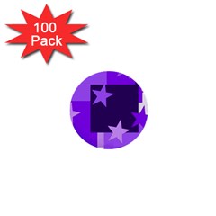 Purple Stars Pattern Shape 1  Mini Buttons (100 Pack)  by danenraven