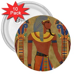 Egyptian Tutunkhamun Pharaoh Design 3  Buttons (10 Pack)  by Mog4mog4