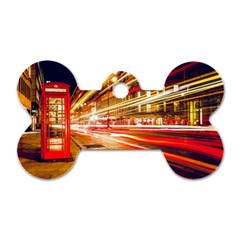 Telephone Booth Red London England Dog Tag Bone (two Sides) by Mog4mog4