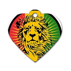 Lion Head Africa Rasta Dog Tag Heart (two Sides) by Mog4mog4
